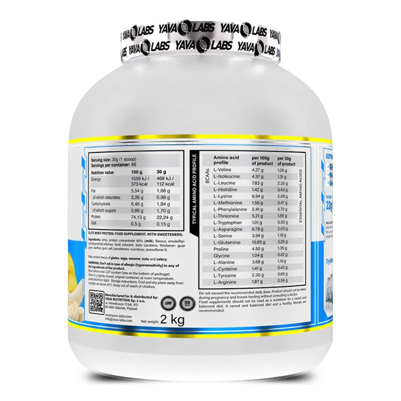 Yava Labs, Elite Whey, 2KG, 66 Servings