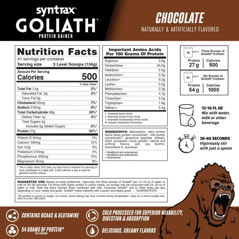 Syntrax Goliath Protein Gainer – Chocolate (12lbs / 5.44kg)