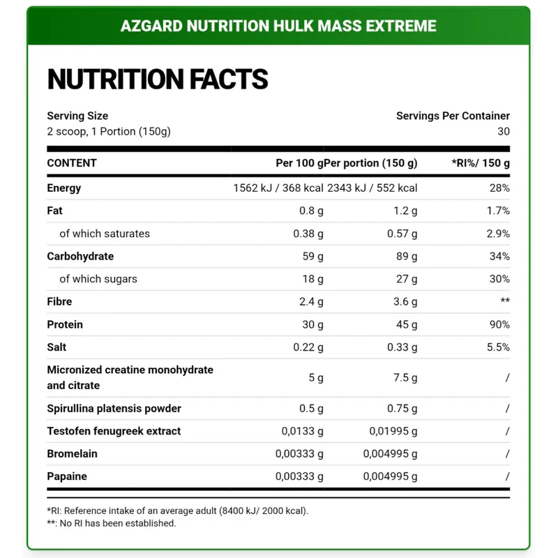 Hzgard Nutrition Hulk Mass Extreme – Chocolate Flavour (4540g / 30 Servings)