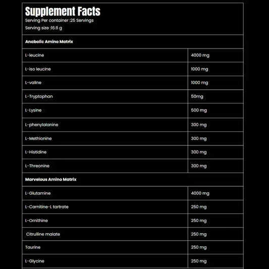 Marvelous Nutrition MAZE Anabolic Amino Acid Formula (415g / 25 Servings)