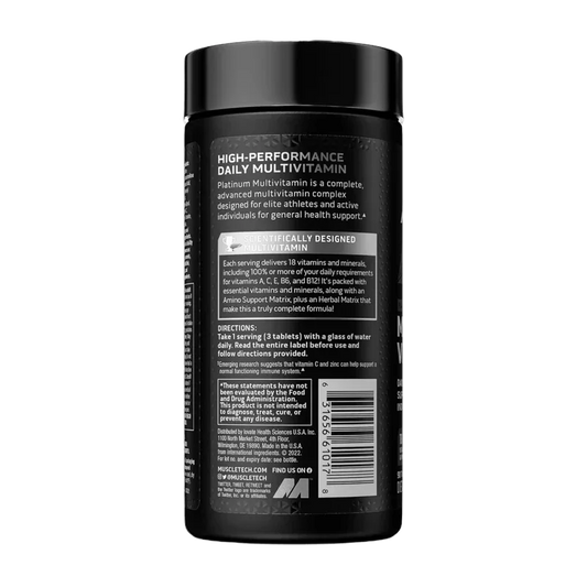 MuscleTech Platinum Multivitamin – Daily Nutritional Support for Active Individuals | 90 Tablets