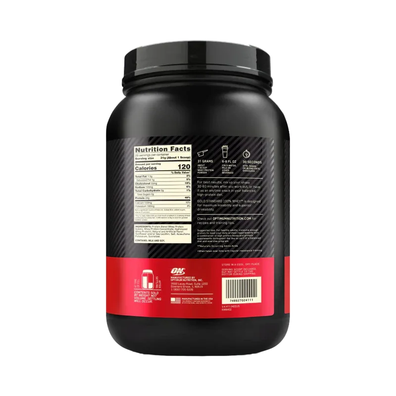 Optimum Nutrition Gold Standard 100% Whey – Double Rich Chocolate (2 lbs)- 29 servings