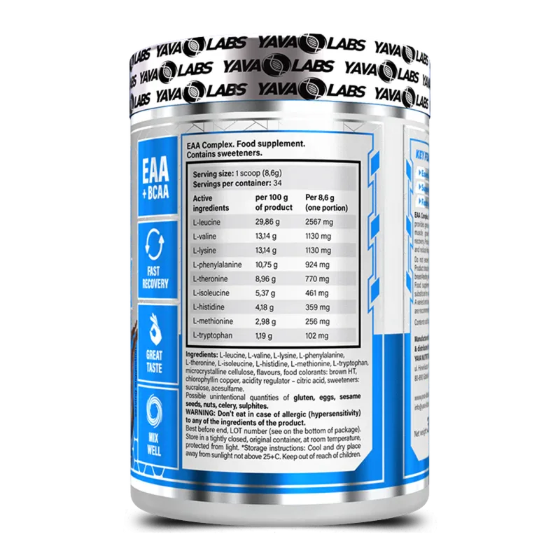 Yava Labs EAA Complex – Essential Amino Acids Cola & lemon Flavour (300g / 34 Servings)