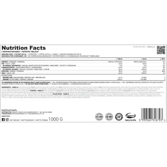 Nutriversum ISO PRO Pure –  Vanilla(1000g / 40 Servings)