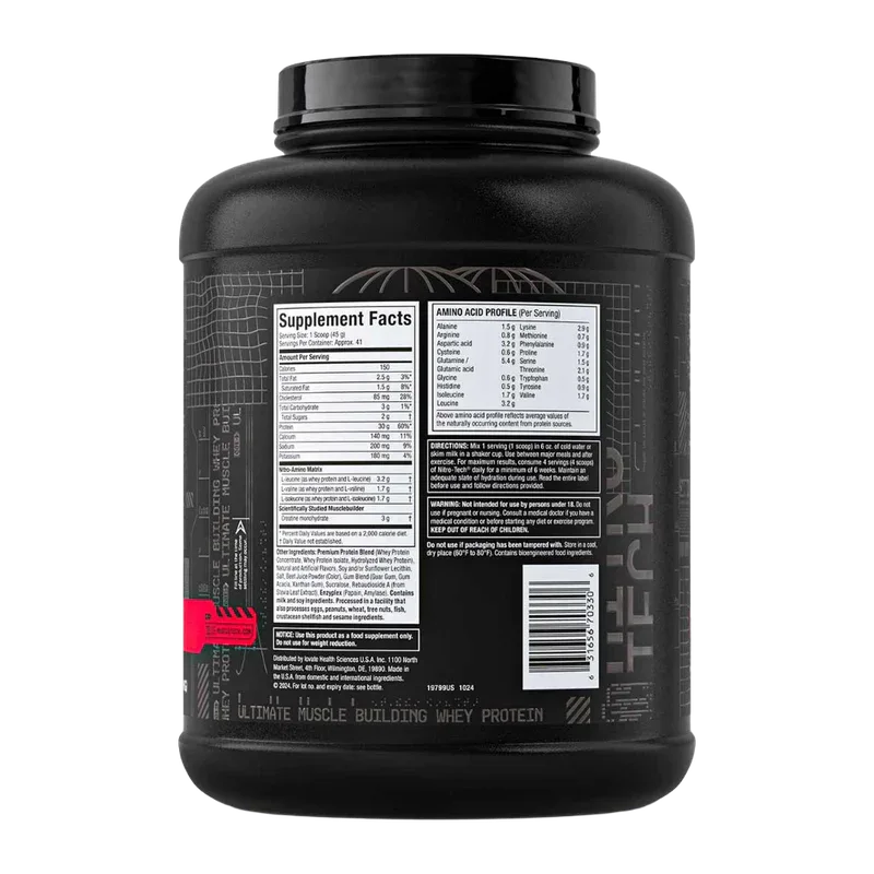 MuscleTech Nitro-Tech Ultimate Muscle Building Whey Protein – Strawberry (4 lbs / 1.81 kg)