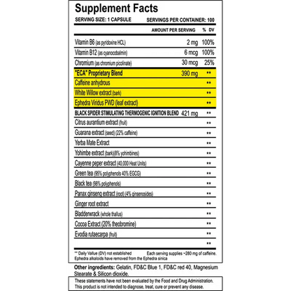 Cloma pharma, Black Spider, 100 Capsules, 100 Servings