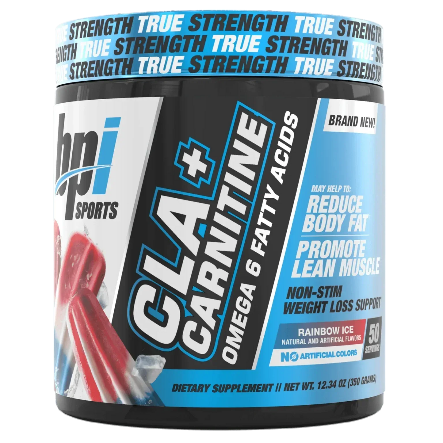 BPI Sports CLA+ Carnitine – Omega-6 Fatty Acids | Non-Stim Weight Loss Support | Rainbow Ice | 50 Servings | 350g