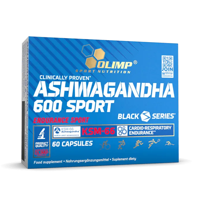 Olimp Ashwagandha 600 Sport KSM-66 – Clinically Proven | Cardio-Respiratory Endurance | Black Series | 60 Capsules