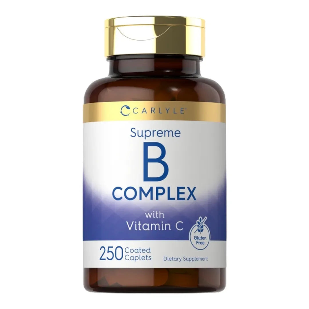 Carlyle Supreme B Complex with Vitamin C | Gluten Free | 250 Coated Caplets