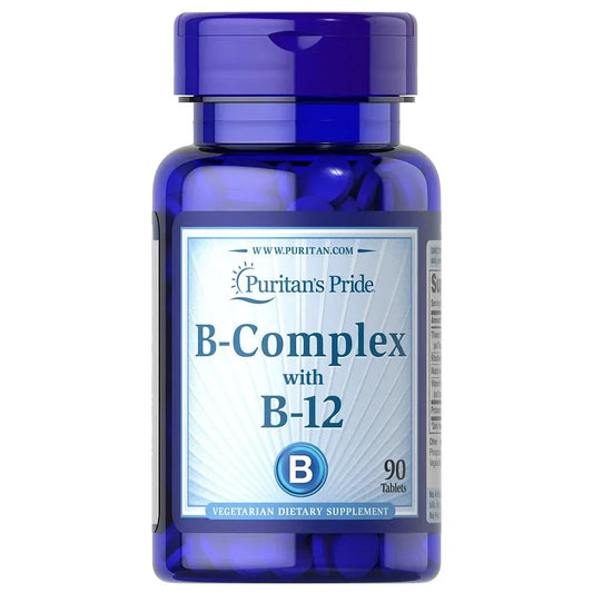 Puritan's Pride B-Complex with B-12 – Vegetarian Daily Energy & Nervous System Support | 90 Tablets