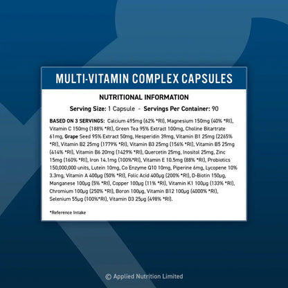Applied Nutrition Vitality Multivitamin Complex – Highly Bioavailable | Vegan | 30 Servings | 90 Capsules
