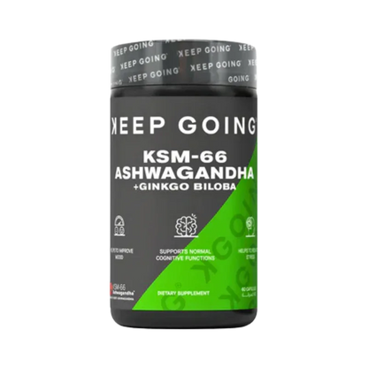Keep Going KSM-66 Ashwagandha + Ginkgo Biloba – Mood, Cognition & Stress Support (60 Capsules)