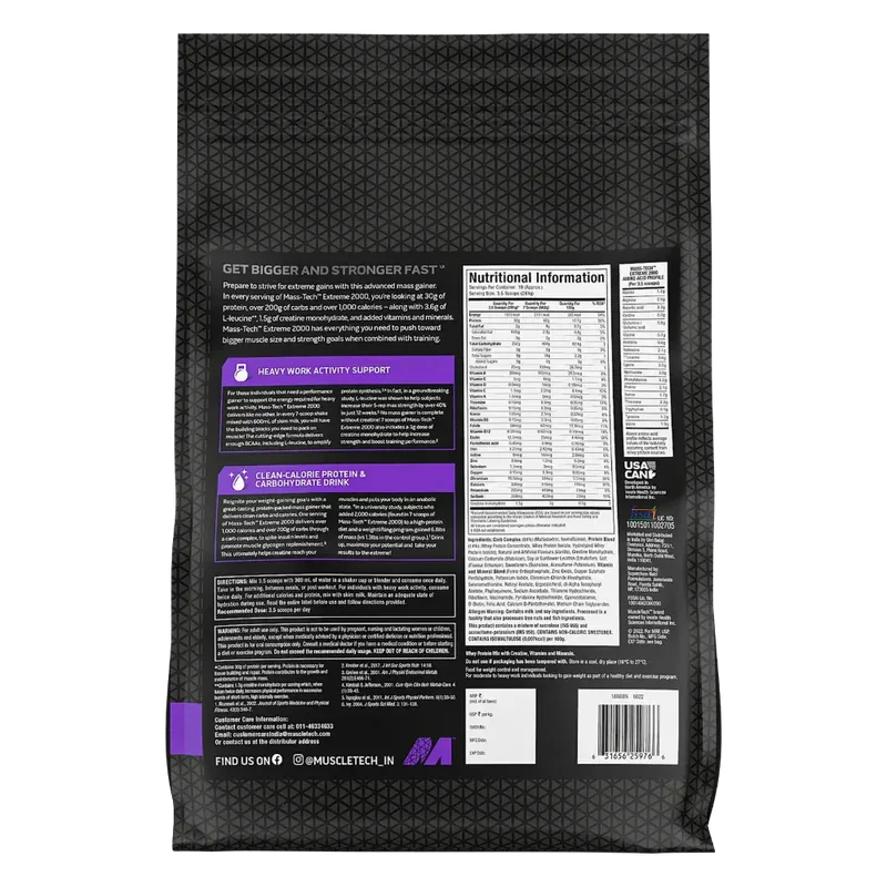 MuscleTech Mass Tech Extreme 2000 – Triple Chocolate Brownie (12lbs / 5.44kg)