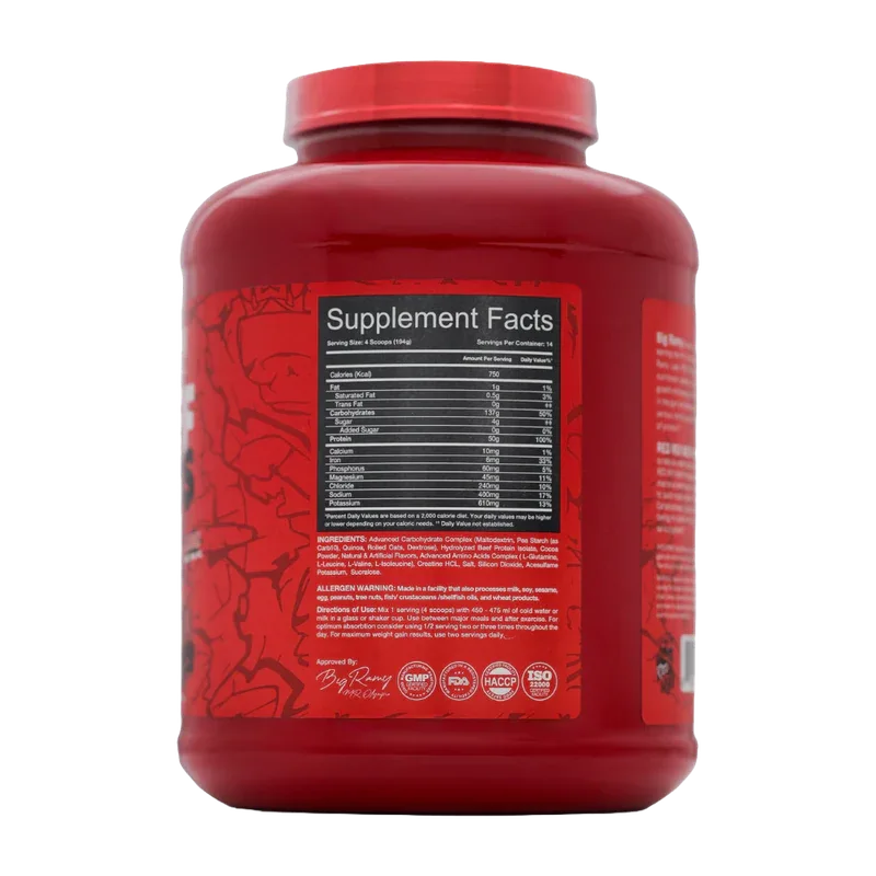 Big Ramy Labs Red Rex Beef Mass Gainer – Chocolate (6lbs / 2722g)