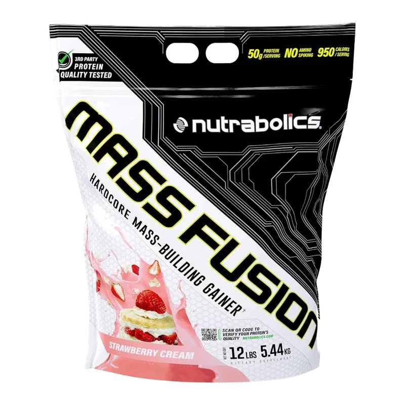 Nutrabolics Mass Fusion Hardcore Mass-Building Gainer – Strawberry Cream (12lbs / 5.44kg)