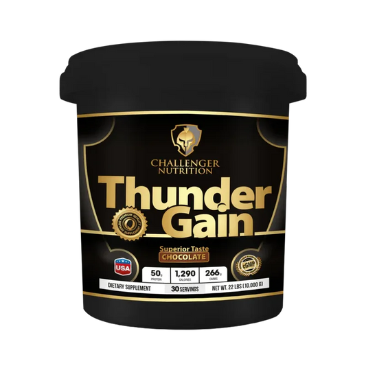 Challenger Nutrition Thunder Gain Mass Gainer – Chocolate (10,000g / 22lbs / 30 Servings)