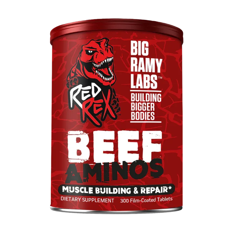 Big Ramy Labs Red Rex Beef Aminos – Muscle Building & Repair (300 Film-Coated Tablets)