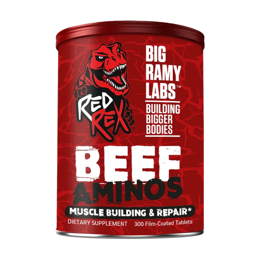 Big Ramy Labs Red Rex Beef Aminos – Muscle Building & Repair (300 Film-Coated Tablets)