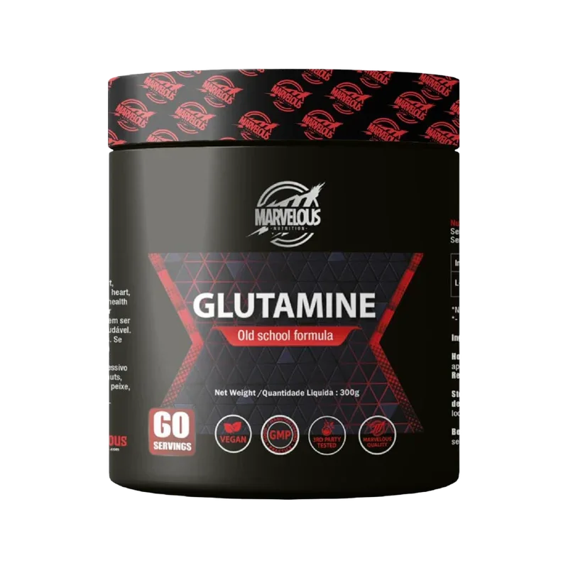 Marvelous Nutrition Glutamine Old School Formula – Vegan & GMP Certified (300g / 60 Servings)