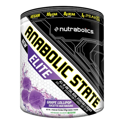 Nutrabolics Anabolic State Elite All-in-One EAA, BCAA, Hydration & Strength – Grape Lollipop (375g)