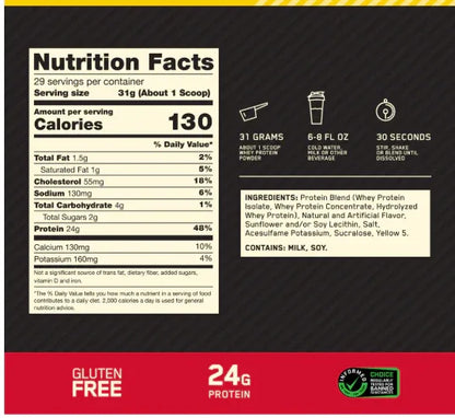 Optimum Nutrition Gold Standard 100% Whey – Double Rich Chocolate | 10 lbs-149 servings
