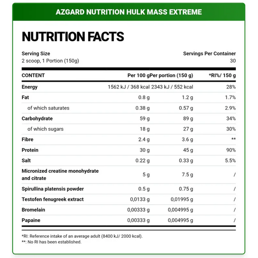 Hzgard Nutrition Hulk Mass Extreme – Chocolate Flavour (4540g / 30 Servings)