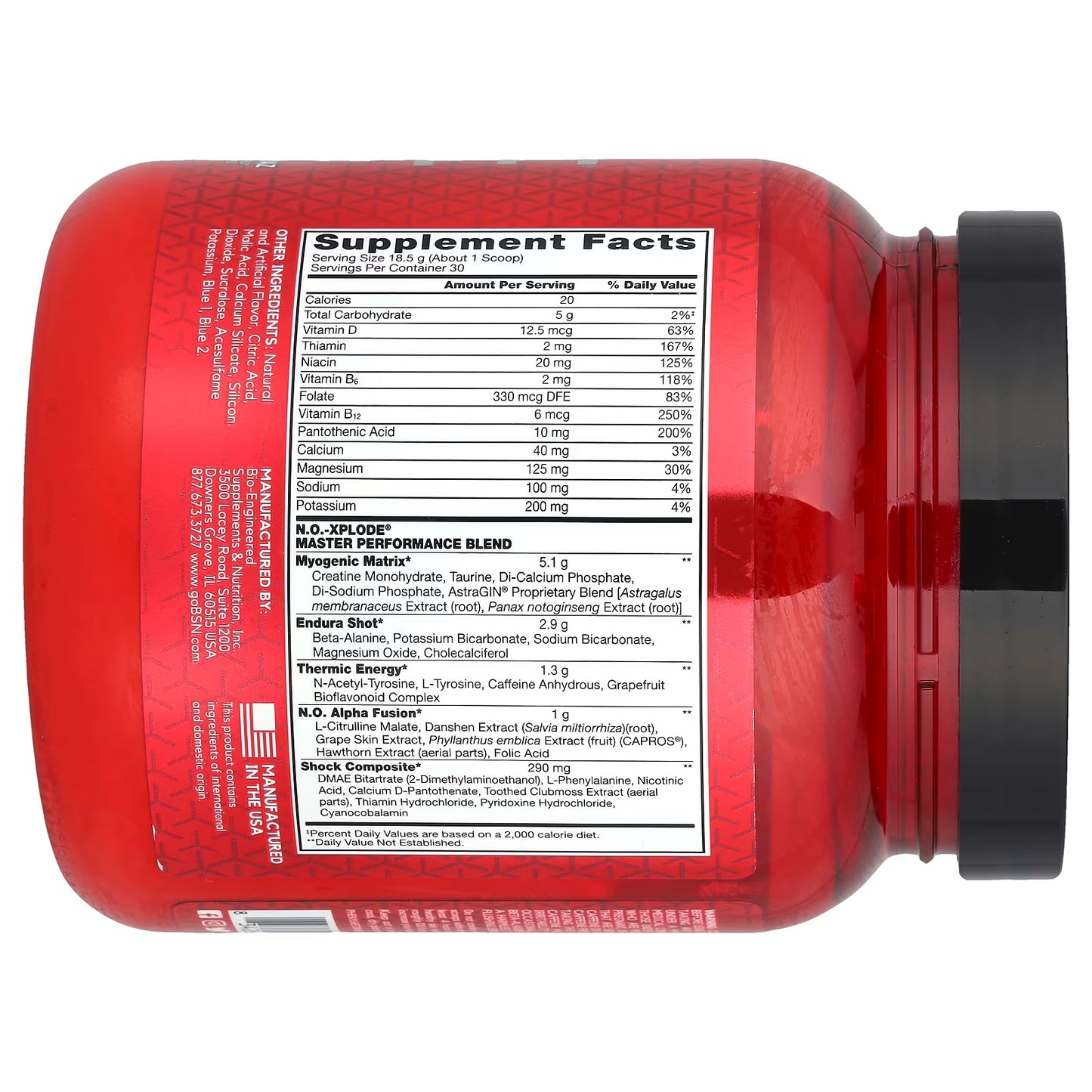 BSN NO-Xplode Legendary Pre-Workout – Blue Raz (555g / 30 Servings)