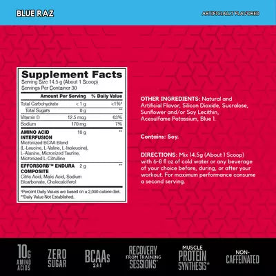BSN AminoX Endurance & Recovery – Blue Raz (435g / 30 Servings)