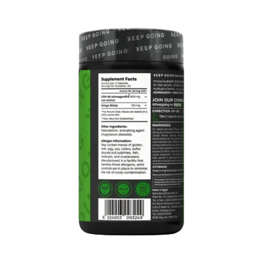Keep Going KSM-66 Ashwagandha + Ginkgo Biloba – Mood, Cognition & Stress Support (60 Capsules)