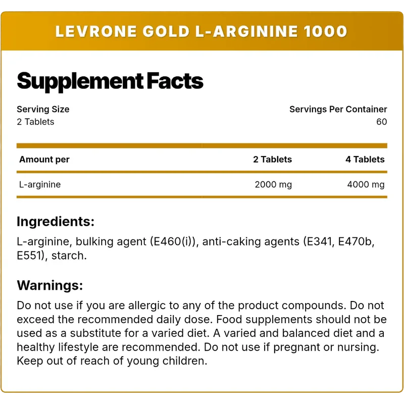 Kevin Levrone Signature Series Gold L-Arginine 1000 – Nitric Oxide Booster, Maximum Strength (120 Tablets)