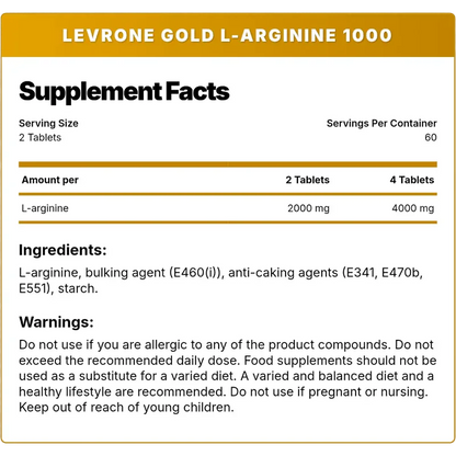 Kevin Levrone Signature Series Gold L-Arginine 1000 – Nitric Oxide Booster, Maximum Strength (120 Tablets)
