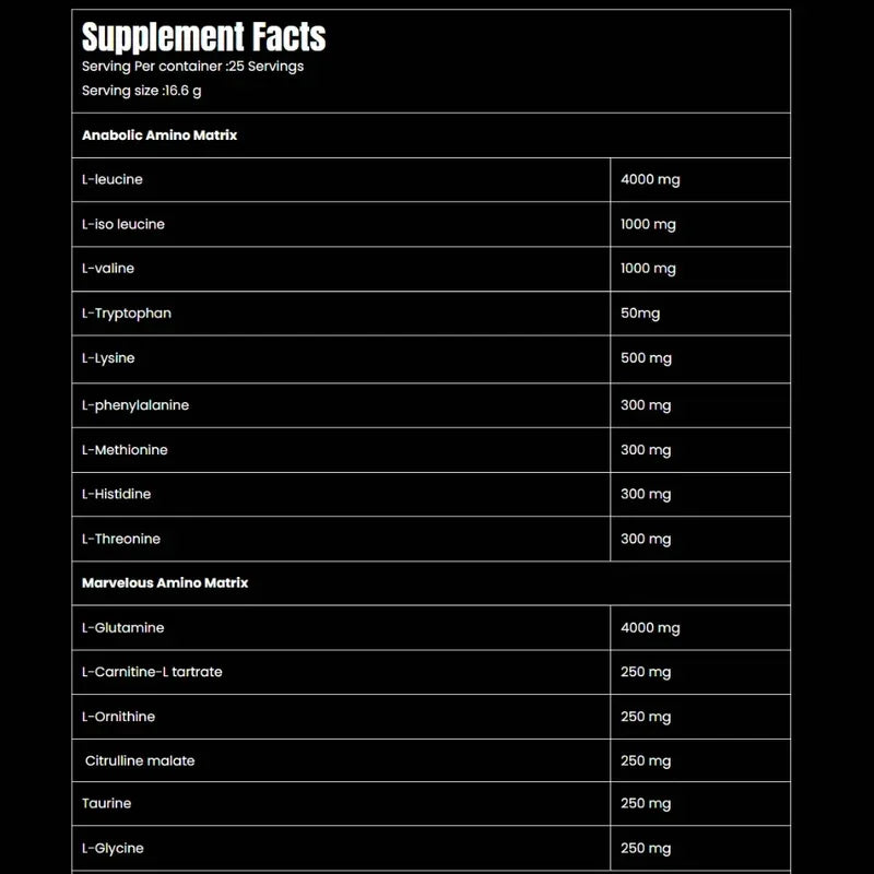 Marvelous Nutrition MAZE Anabolic Amino Acid Formula (415g / 25 Servings)