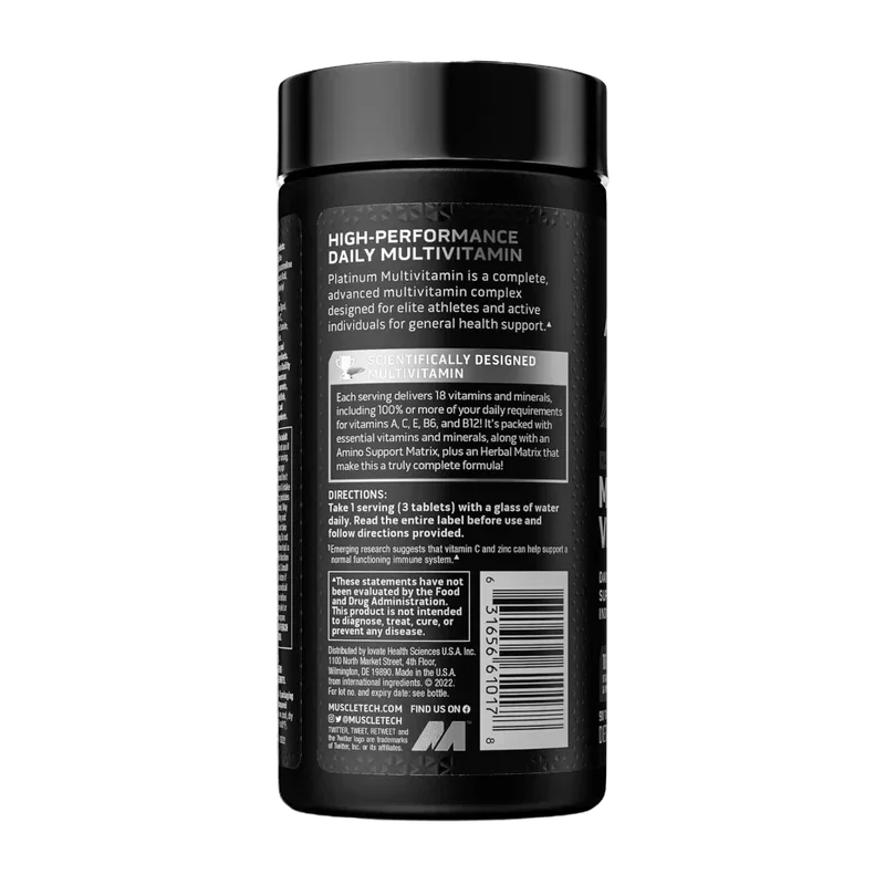 MuscleTech Platinum Multivitamin – Daily Nutritional Support for Active Individuals | 90 Tablets