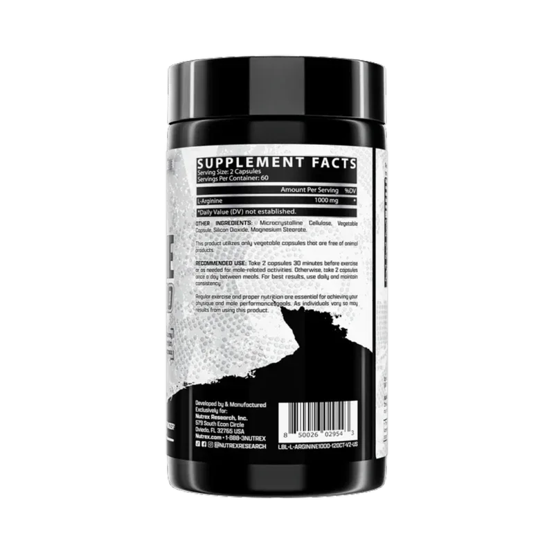 Nutrex Research L-Arginine 1000 - Nitric Oxide Booster | 120 Capsules