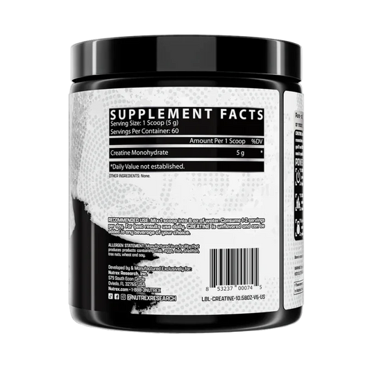 Nutrex Research Creatine Monohydrate – Pure & Micronized, Unflavored (300g / 60 Servings)