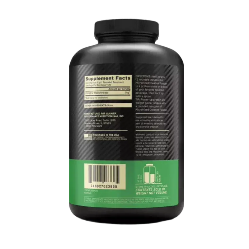 Optimum Nutrition Micronized Creatine Powder – Unflavored (600g / 120 Servings)